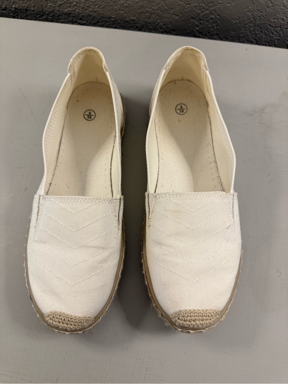 Women's Canvas Espadrille Slip-Ons in Off-White